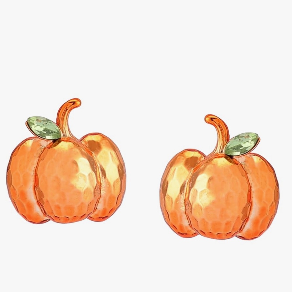 Betsey Johnson Small Orange Pumpkin Stud Earrings
